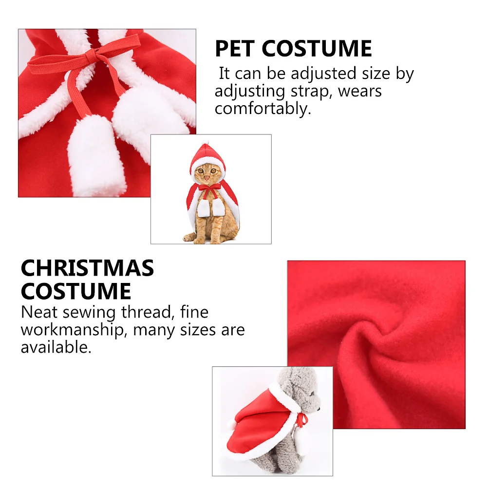 สัตว์เลี้ยง Cape Santa Claus เครื่องแต่งกายชุดเสื้อคลุมคริสต์มาสเครื่องแต่งกาย Polar ขนแกะ