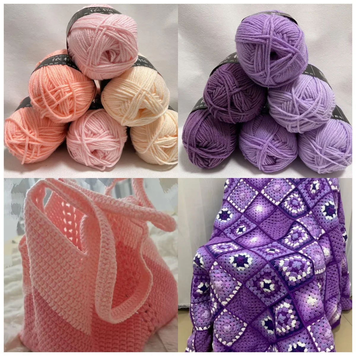 6 Stück gemischte Farben Garn Milch Baumwollgarn Kombination Häkeln Strickgarn Set für handgemachte DIY Handwerk Pullover Schal Stricken