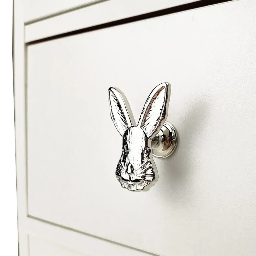 Retro Style Rabbit Shape Brass Zinc Alloy Furniture Handle Door Knobs Drawer Handle For Adult Children Room Furniture Decor