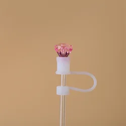 Diamond Straw Cover Caps For Stanley Cups Compatible 10mm with Handle Reusable Silicone Straw Toppers Dust-Proof Protector Cap