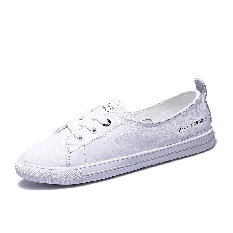 Women\'s Genuine Leather Sneakers Women Casual Fashionable Sports Shoes Vulcanized Woman Summer Flat Shoe Ladies White Lacingwg72