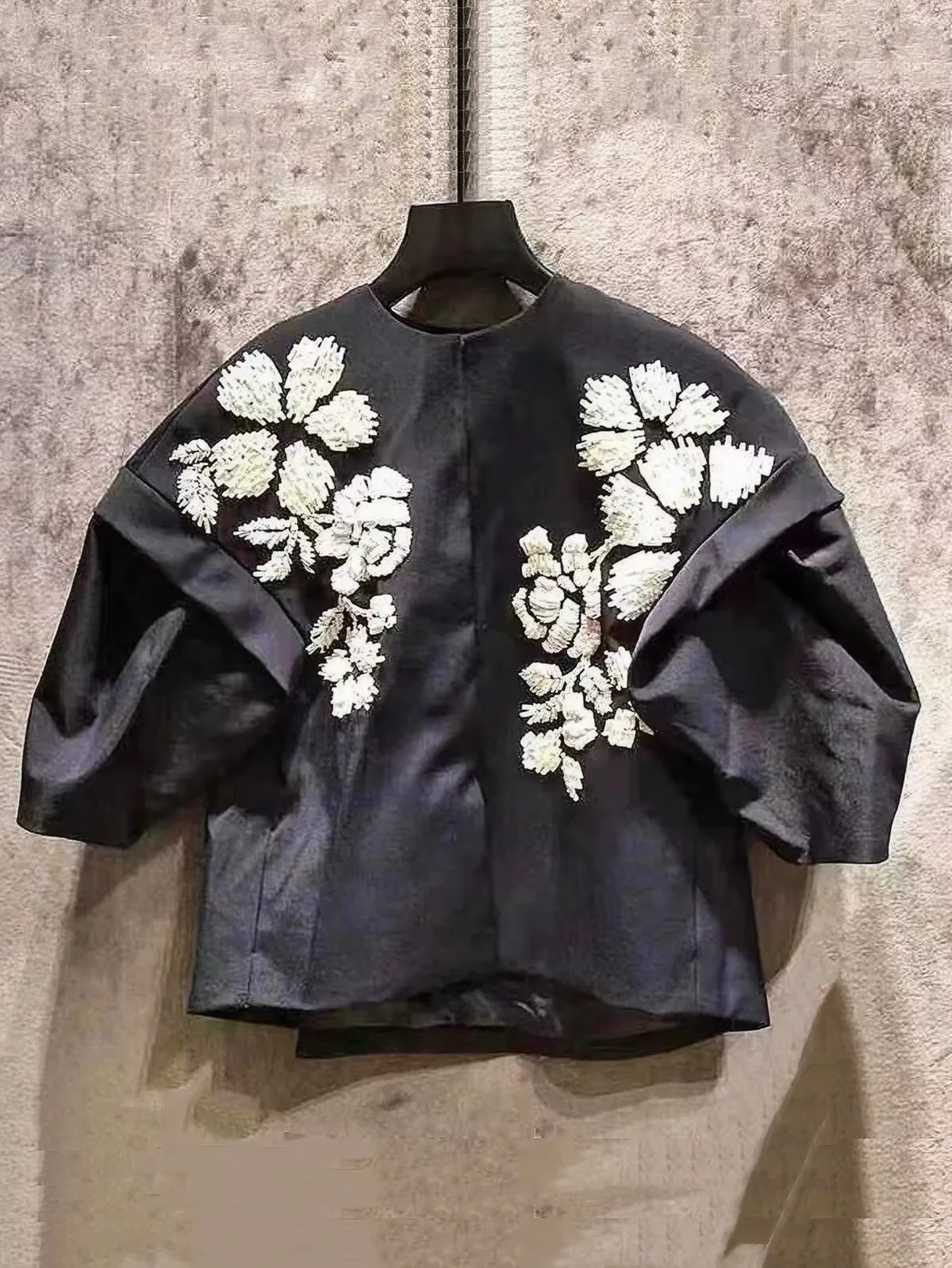 Womens Blazer - Haute Couture 3D Flower Silk Blend