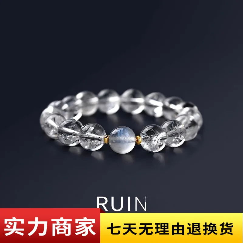 

Natural Ace White Crystal Moonlight Stone Couple Bracelet A Collectibles Handstring Silver Accessories New Year s Gift For Luck