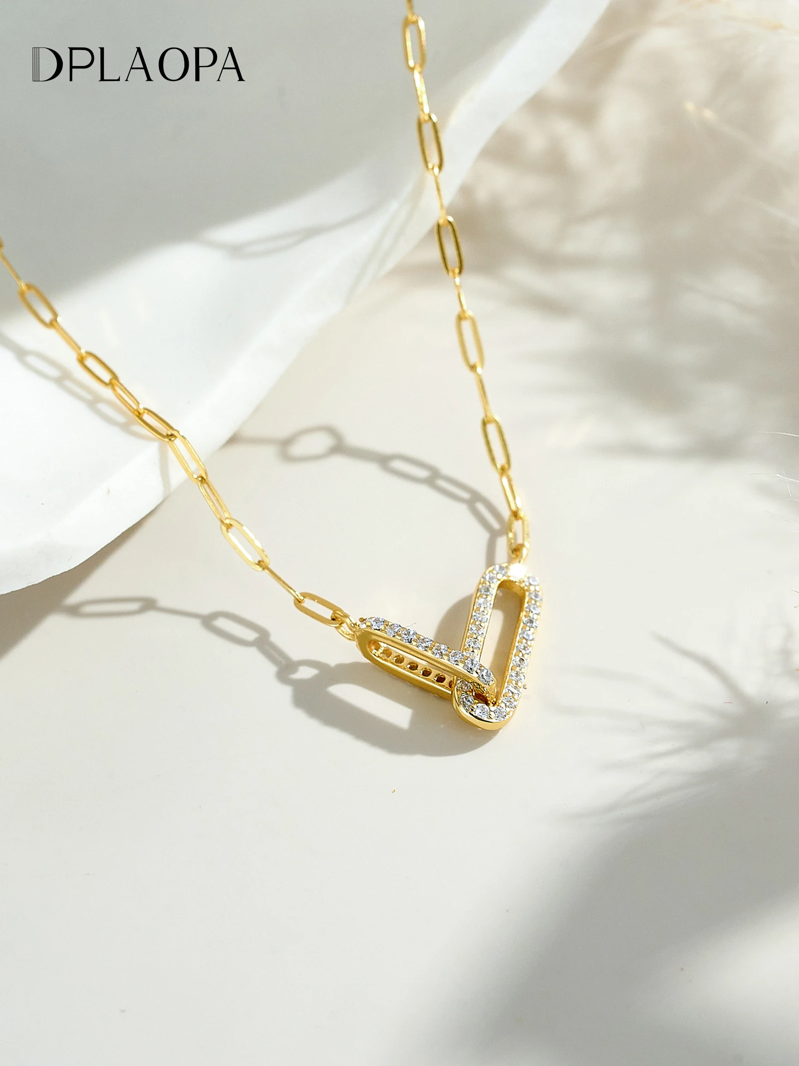 

DPLAOPA Стерлингового Серебра 925 пробы с геометрическим полым фианитом и цирконием, длинное ожерелье-цепочка, 2021, женские блестящие изысканные роскошные свадебные украшения