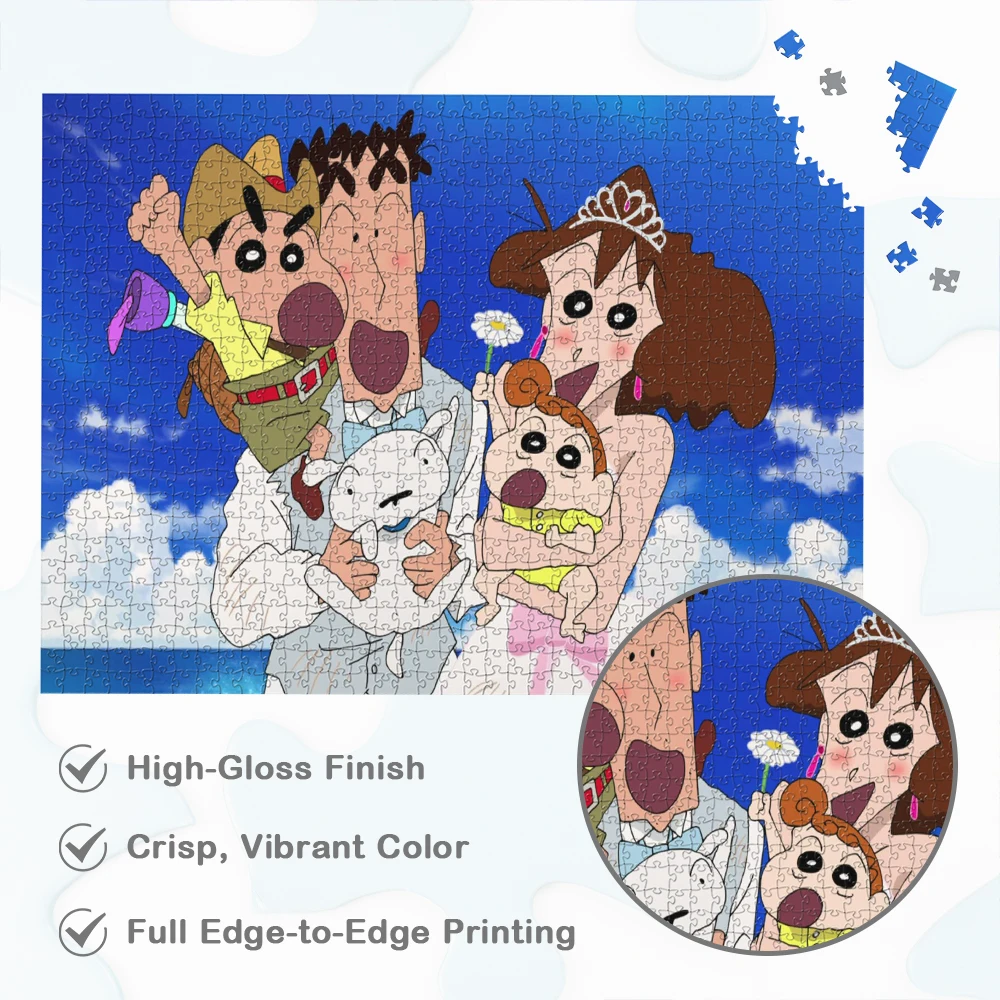 Crayon shin chan grande adulto quebra-cabeça shinnosuke família desenhos animados jogos e quebra-cabeças oceano azul e nublado céu azul brinquedos educativos
