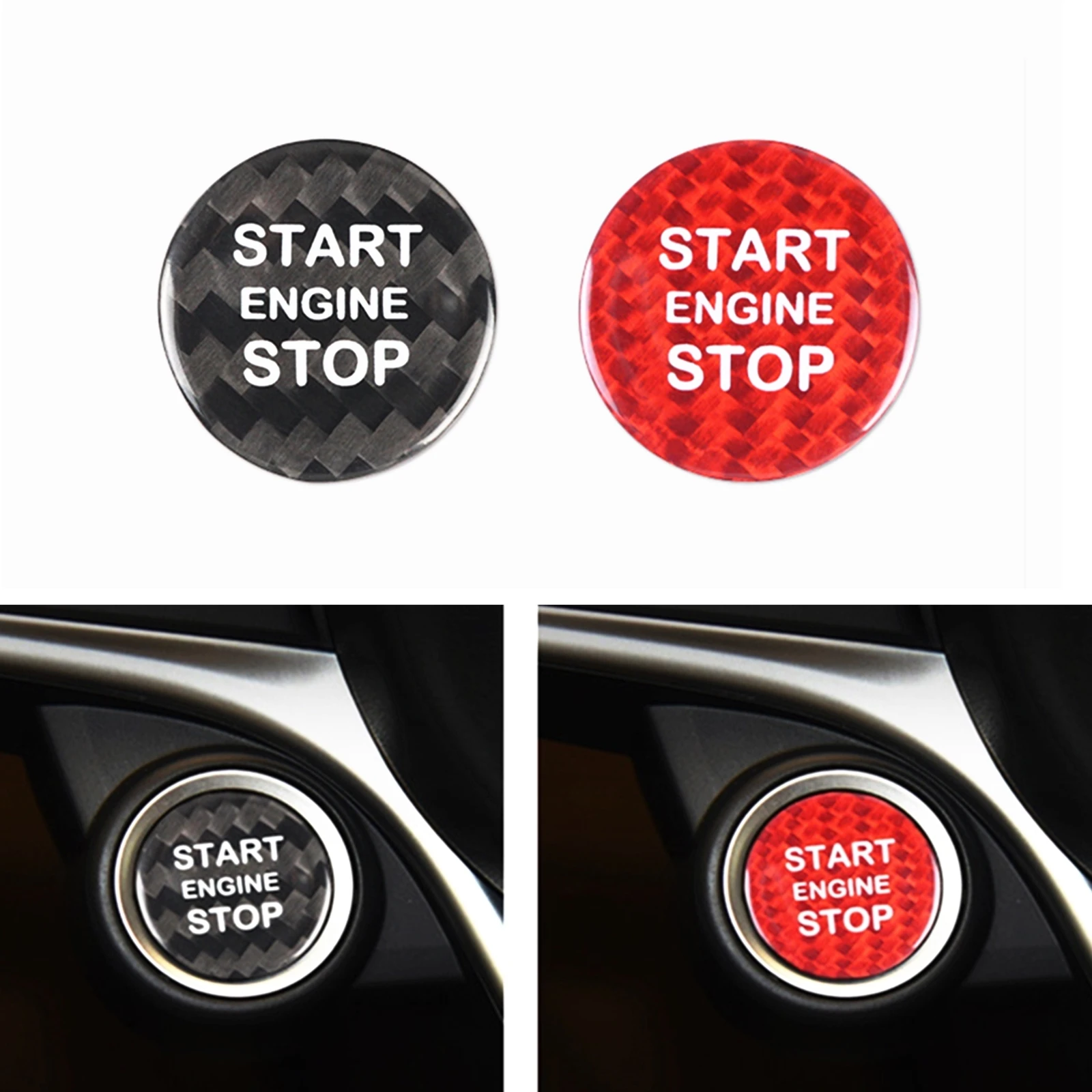 ​Carbon Fiber Interior Start Stop Push Sticker Button Cover Decor For Alfa Romeo Giulia 952 Stelvio