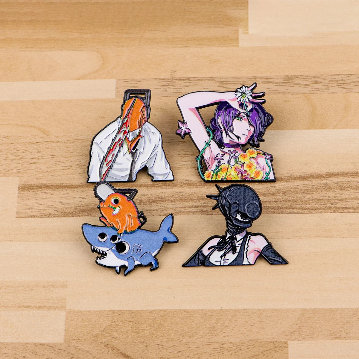4pcs/Set Anime Chainsaw Enamel Pin Hybrid Monster Brooches Woman Men Backpack Accessories Bags Badge Lapel Jewelry Friends Gift