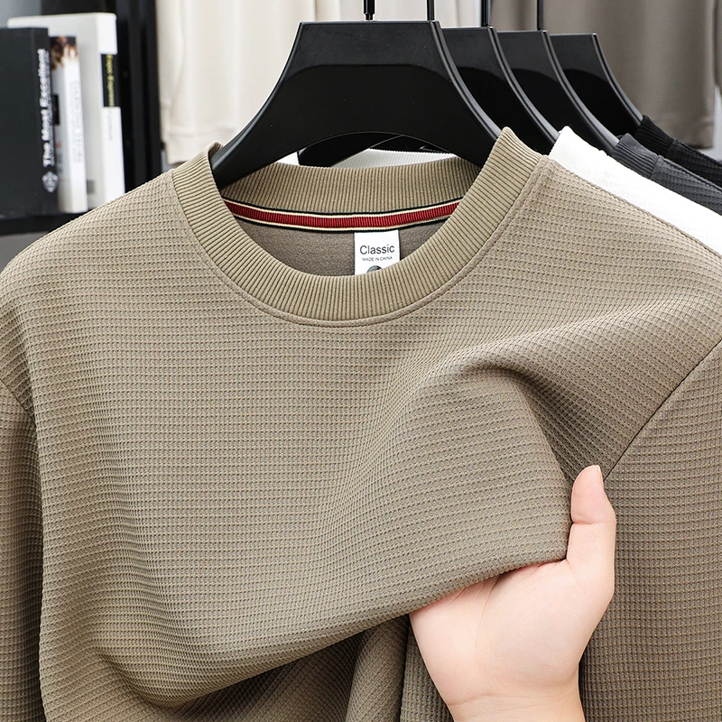 

Hot Men Long-Sleeved T-Shirt Mock Neck Solid Color Skin-Friendly Versatile Autumn Winter New Hoodie Fashion Casual Mens Clothing