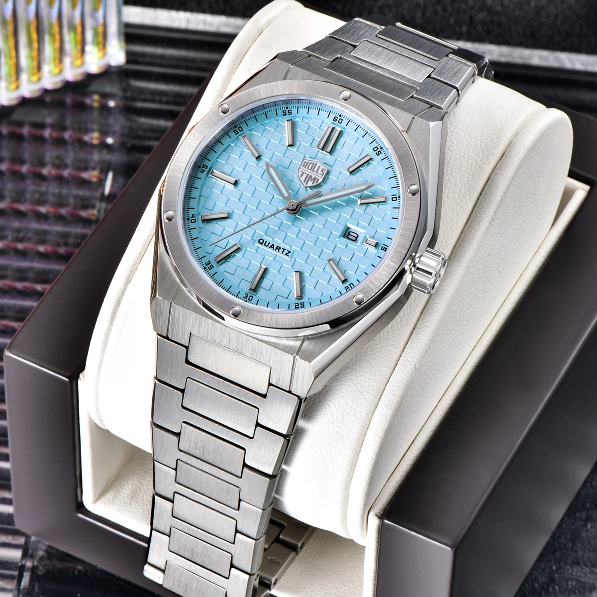 RollsTimi 2026 nuevos relojes para hombre, relojes de pulsera de cuarzo de lujo, reloj deportivo de zafiro AR para hombre, acero inoxidable, resistente al agua, luminoso