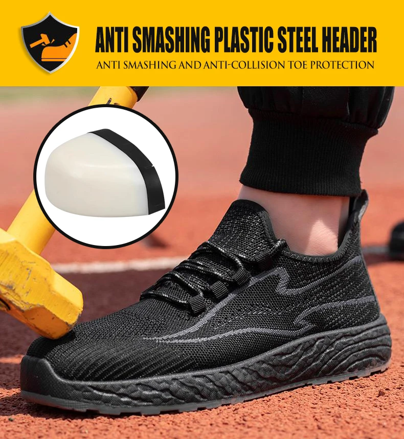 Breathable Men Work Shoes Safety Shoes Lightweight Protective Sneakers Plastic steel head Work Shoes Men Puncture-Proof Boots