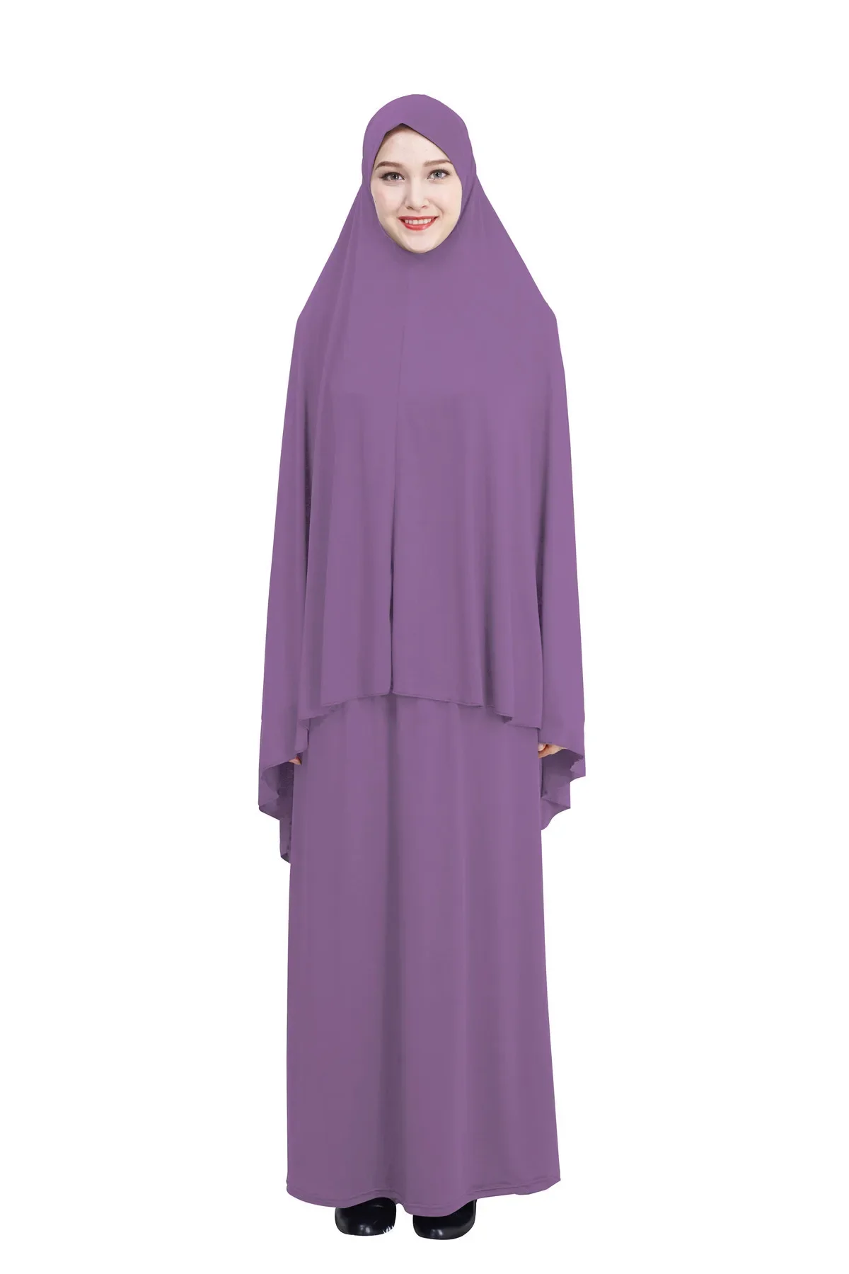 Islmaic Abaya Musulmano 2 Pezzi Set Khimar Abaya Abito Top Gonna Arabo Preghiera Indumento Donne Hijab Caftano Modesto Caftano Veste TUTA