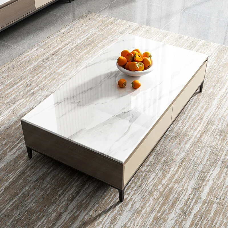 

# Multifunctional Nordic Rock Board Drawers Square Modern Luxury Furniture Fashion Wooden Living Room Mable Coffee Table For Ho
