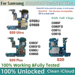 Unlocked For Samsung Galaxy S20 5G G980 Motherboard S20 Plus 5G G986U G986B Logic Board with Full Chips S20 Ultra G988 Mainboard