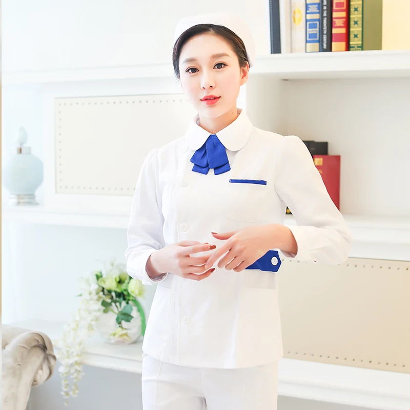 Korean slim nurse dress separate female doctor nurse clinic white coat drugstore beauty salon white coat work clothes