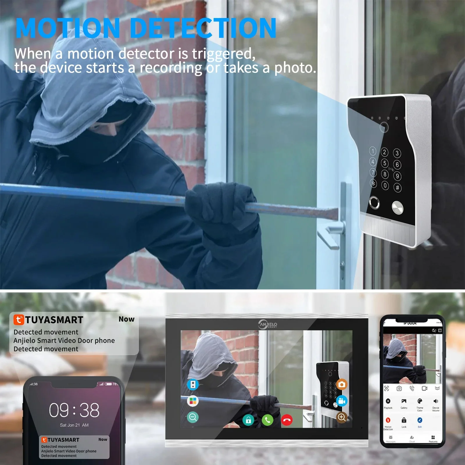 High Quality Large Size Doorbell Video Intercom System for Home Apartment Videophone Tuya Smart  5in1 Unlock 1080P