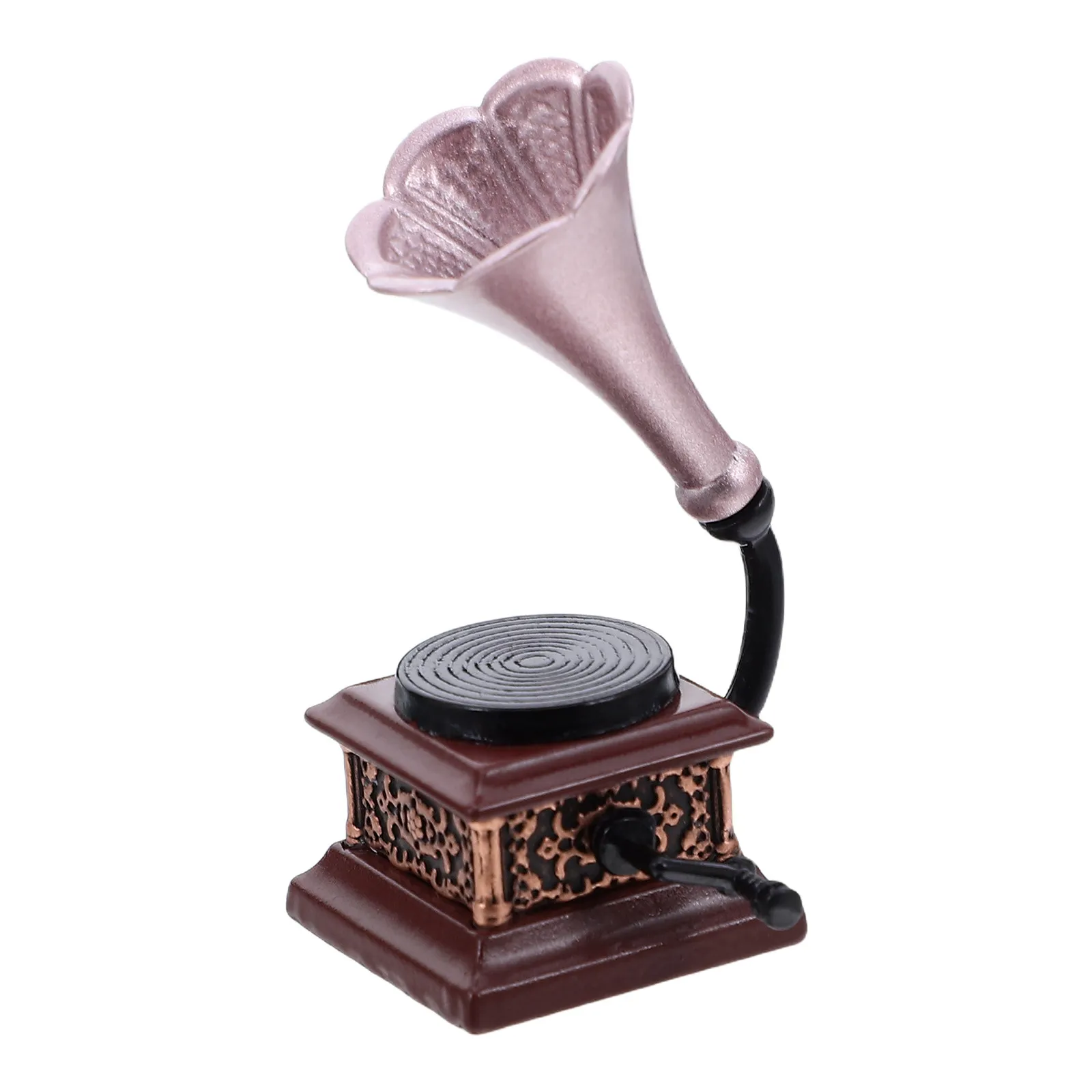 

Миниатюрный ретро-граммофон в масштабе 1:12, винтажный проигрыватель для кукольного домика, реалистичная имитация граммофона