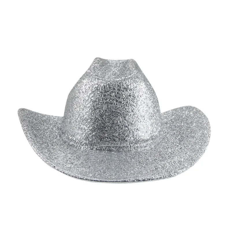 Chapeau de cowboy à bord roulé à paillettes pour filles, Fedora brillant, Hot Western Party, casquette en feutre, Topper, nouveau