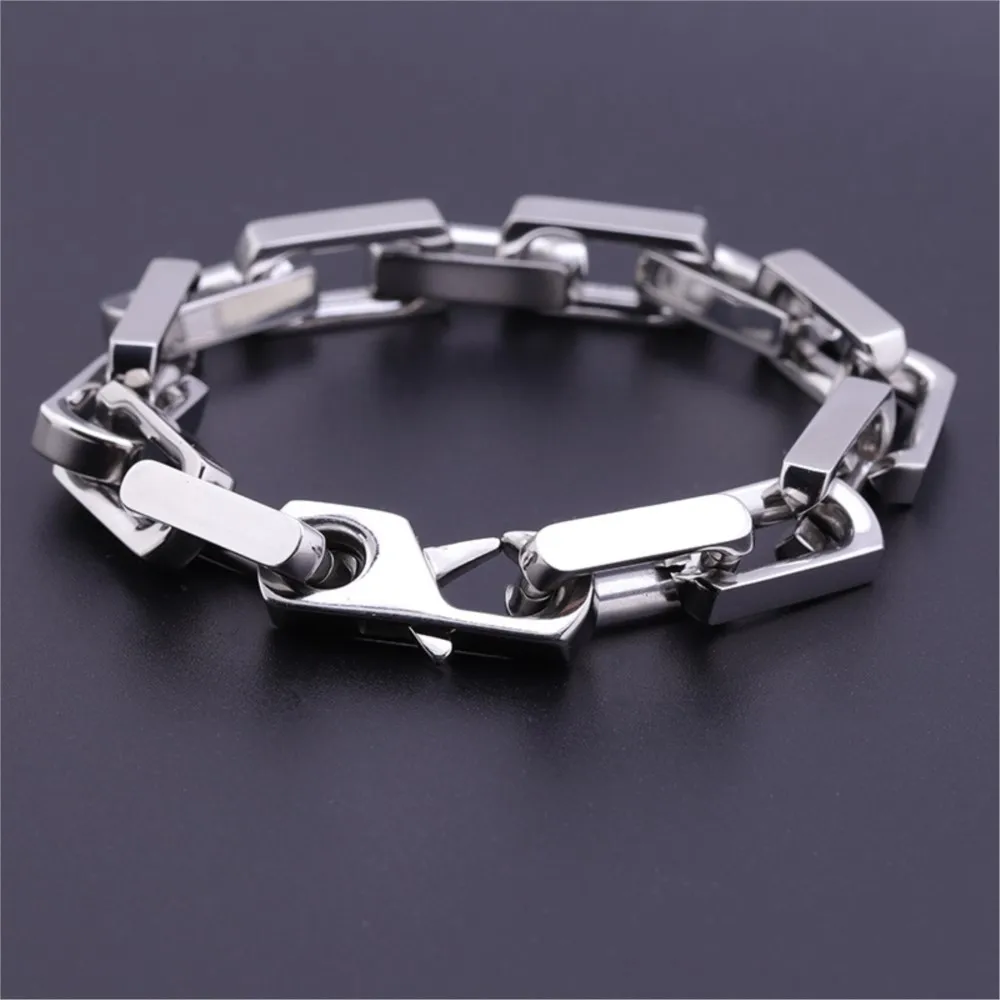 1 قطعة الفولاذ المقاوم للصدأ مستطيل سلسلة مشبك الشرير الهيب هوب روك سوار معصمه قلادة المشبك موصل DIY بها بنفسك صنع المجوهرات