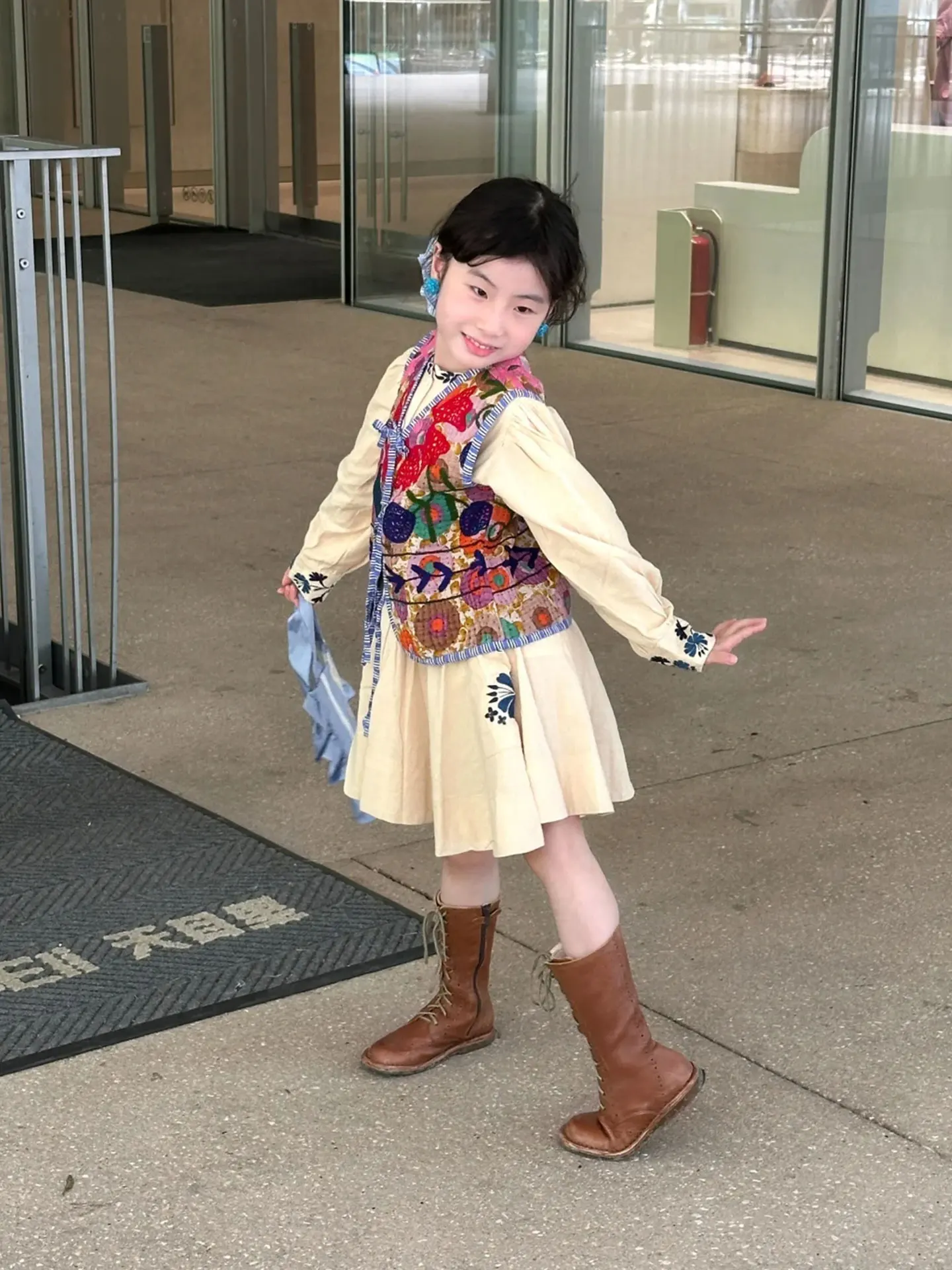 

Girls' Spring Summer Outfit Children's Travel Clothing Set Ethnic Prairie Style Vest Dress Trendy Multi-Piece Set Casual Othe...