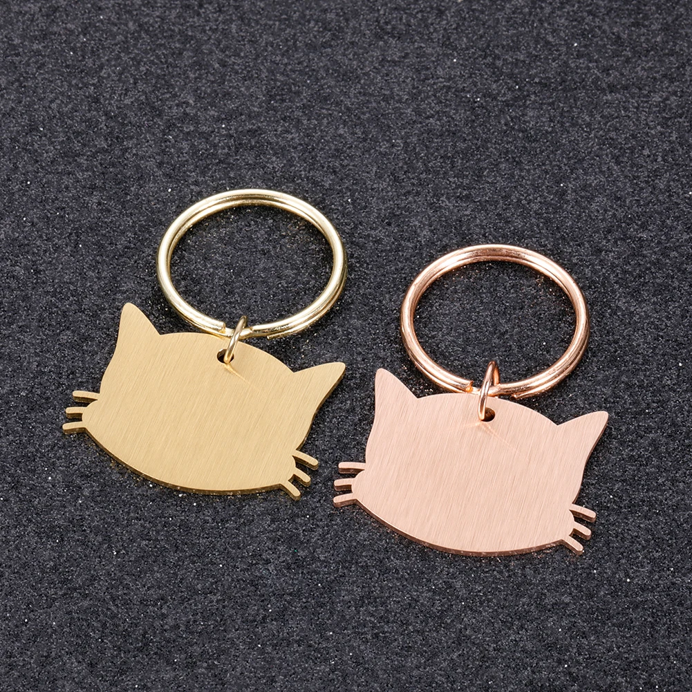 20Pcs/Lot Blank Cat Pet ID Tag Personalized Name ID Collar for DIY Stainless Steel Custom Name Keychain Accessories Wholesale