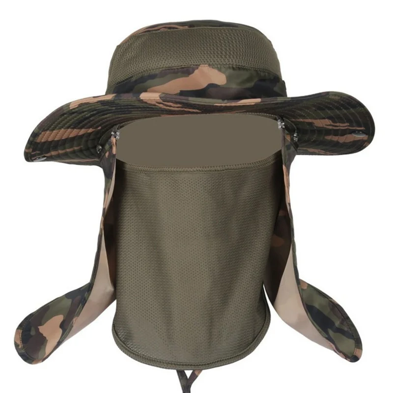 Men's Fishing Hunting Camping Anti Mosquito Camouflage Hat Summer Outdoor Mosquitoes Insect Protection Tactical Bonnie Cap Topee