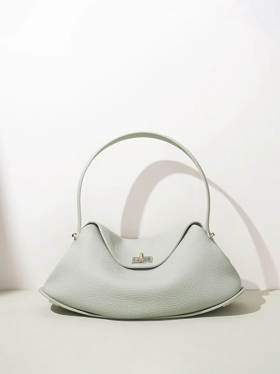 Fashionable Single Shoulder Armpit Bag Genuine Leather Top Layer Cowhide Crossbody Handbag for Women Commuting