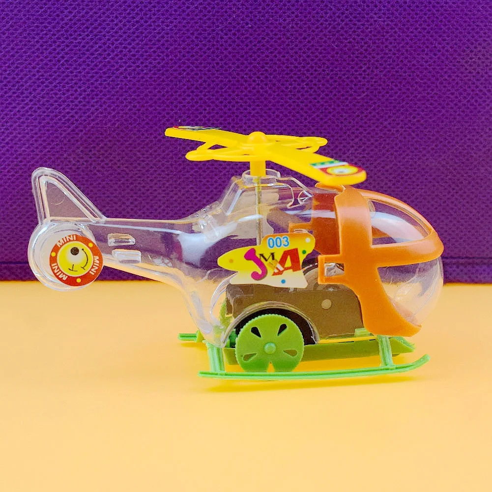 1PCS Novelty Creative Clockwork Helicopter Toy Transparent Mini Airplane Children's Educational Fun Toy Color Random
