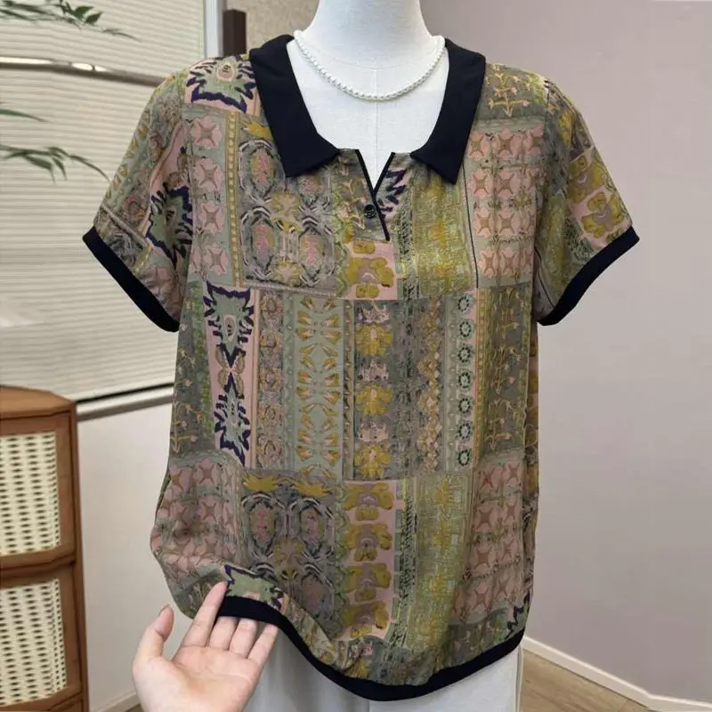 

Женская винтажная льняная блузка с вышивкой, летняя тонкая рубашка с V-образным вырезом и коротким рукавом, повседневный свободный топ для защиты от солнца