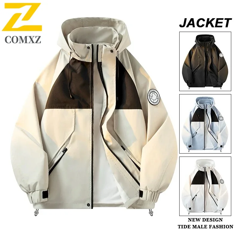 

2025 New Men's Charge Jacket High Quality Windproof Wear-resistant Mountaineering Clothing Fashion Epaulettes Design Hooded Coat