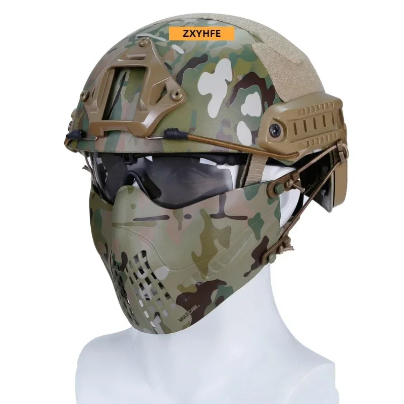 ZXYHFE-Tactical Protective Half Face Máscaras, Caça Segurança, Dia das Bruxas, Paintball, CS Tiro, Airsoft Acessórios, respirável, ao ar livre