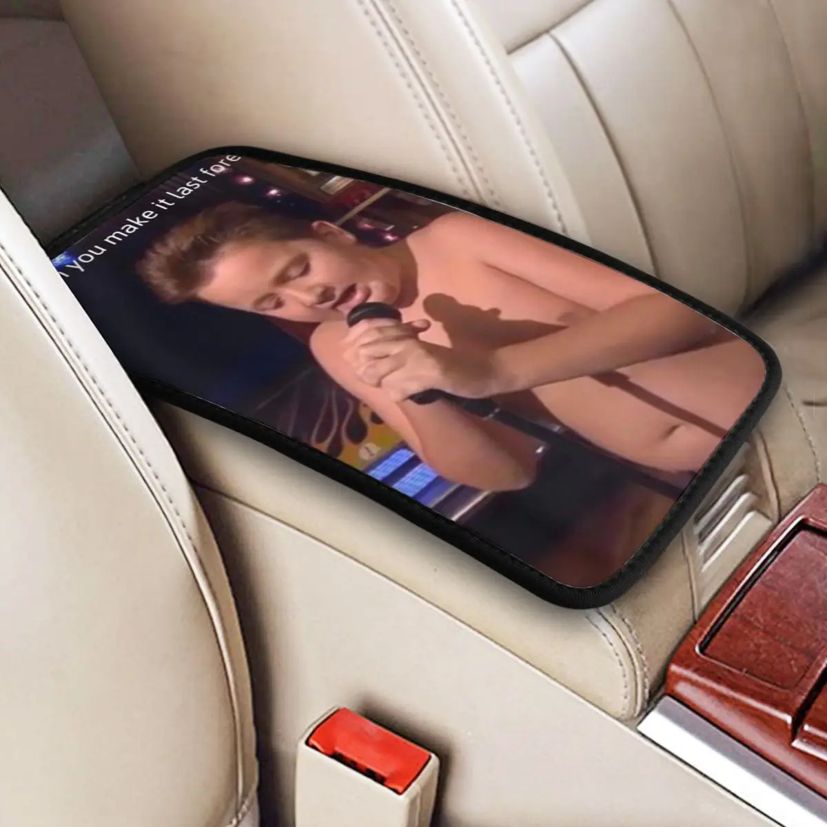 Car Arm Rest Cover Mat Leather Gibby Singing ICarly Meme Center Console Cover Pad Car Decor Accessories Waterproof