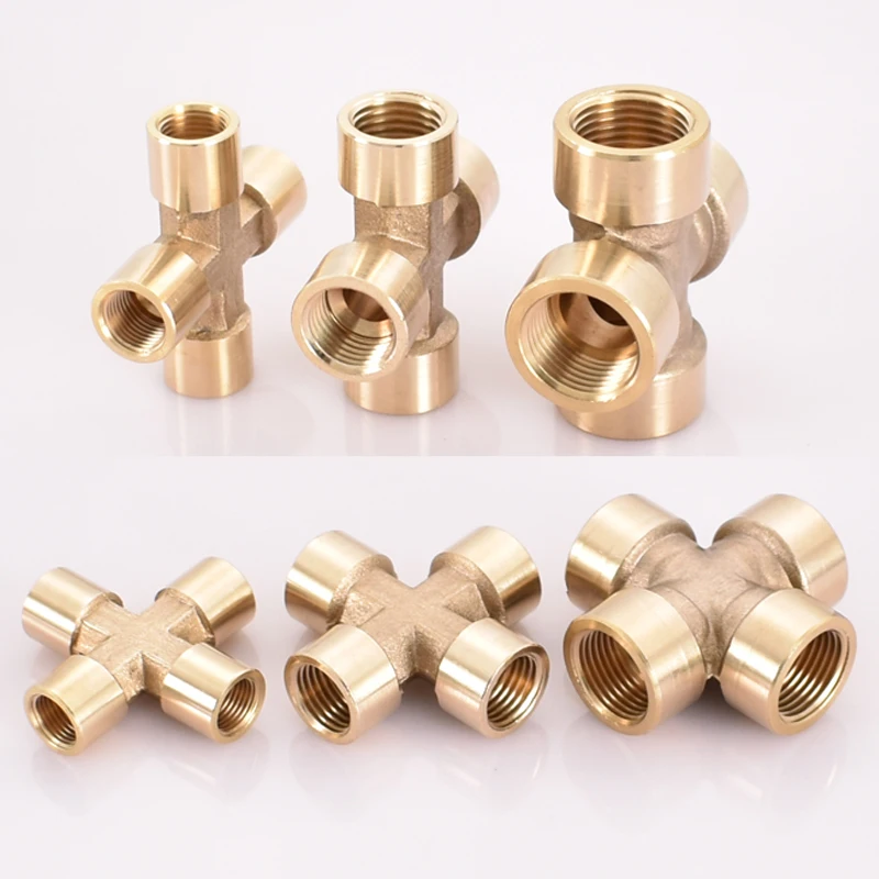 

1/2 Copper Internal Thread Four-Way 1/4 3/8 Cross-through Dn8dn10 Water Pipe Pneumatic Connector Accessories