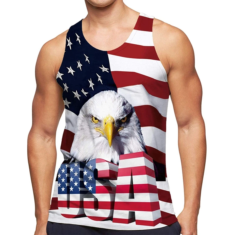 Summer Hot Sales USA Eagle National Flag Tank Tops 3D Print Men/Women Sleeveless Tops Fashion Oversized Men\'s Vests Gym Clothing