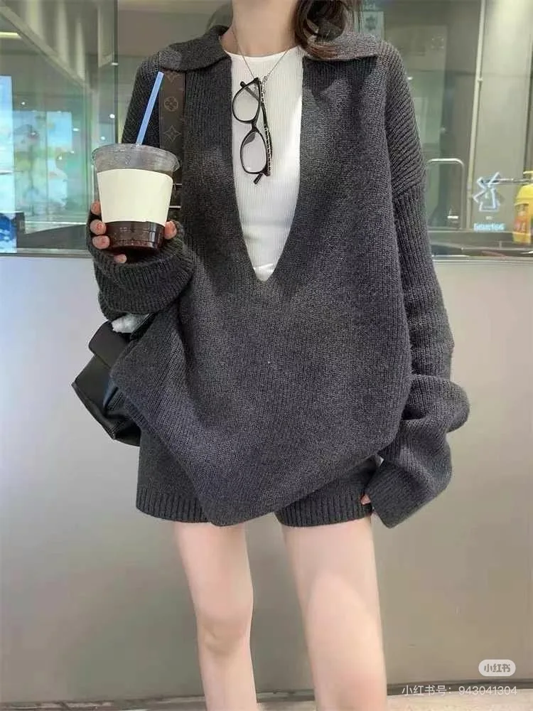 2024 new autumn Y2K Pullover tops Sweater+pant sets Casual outerwears 2 piece sets women outfit conjuntos femininos knitwear