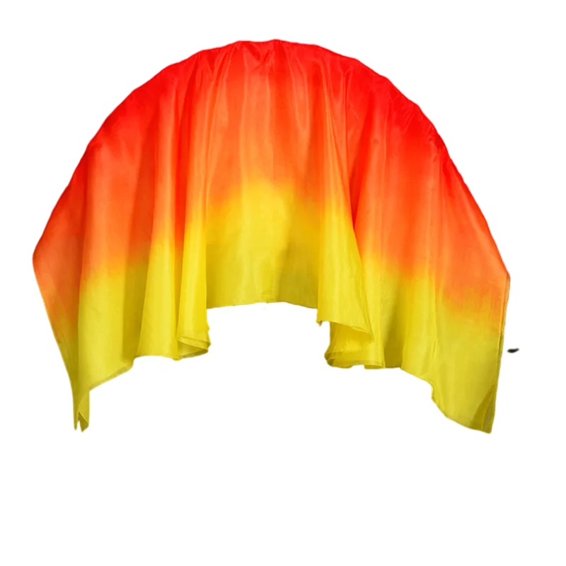 100% Real Silk Chinese Belly Dance Fan Veil Hand Made Yellow Red Fire Flame Sequin Fan Yangko Square Dance Bamboo Long Fan Pair