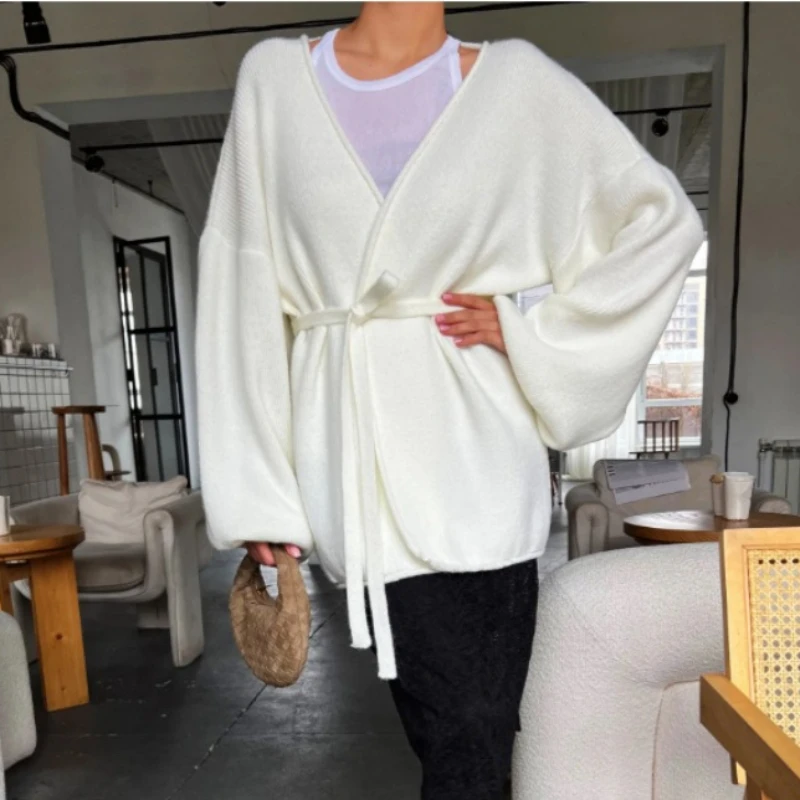 

Tsiisd Casual Lace-up Cardigan Coat For Women Loose Streetwear Elegant Commuting Fashion Loungewear Female Cardigan New Spring