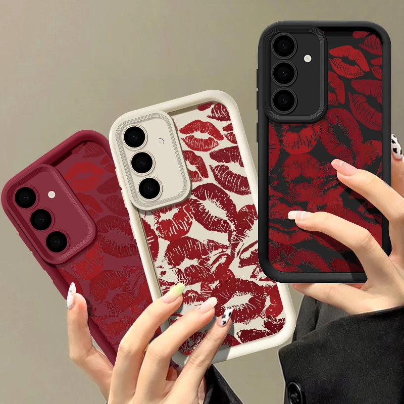 Red Lips Pattern Soft Case For Samsung Galaxy A17 A56 A15 A55 A16 A54 A53 S25 S24 FE S24 S23 S22 Ultra Plus S25 Edge Phone Cover - náhled 2