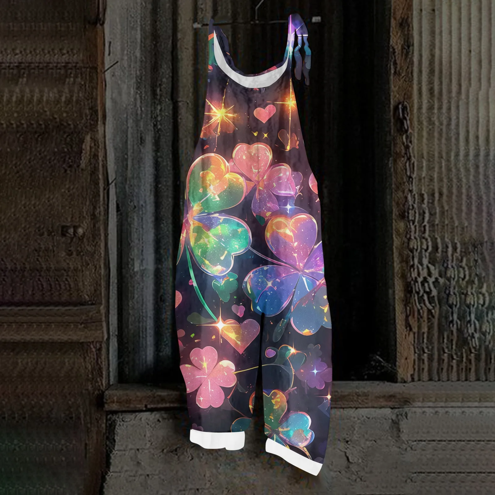 Nuevo mono de moda para mujer del Día de San Patricio, monos estampados, pantalones holgados informales de una pieza para mujer, monos Retro de primavera para mujer