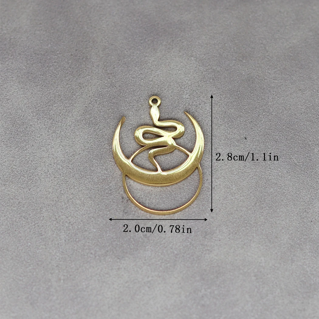 3pcs Crescent Moon Snake Charms Connector DIY Craft Bracelets Necklace Women Charm For Jewelry Making Stainless Steel Pendant