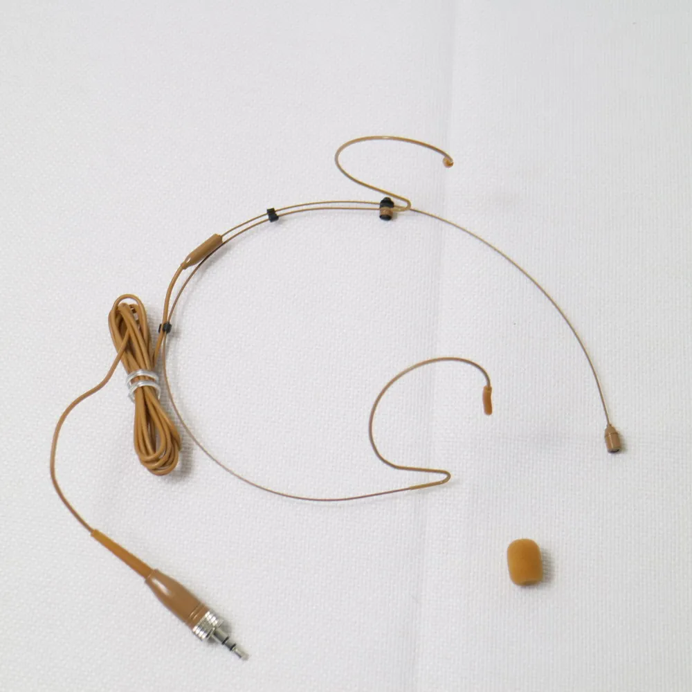 Tan HM200 Double Ear Headset Microphone For Sennheiser EW122 G3 G4 Wireless BodyPack 3.5mm Jack Lock