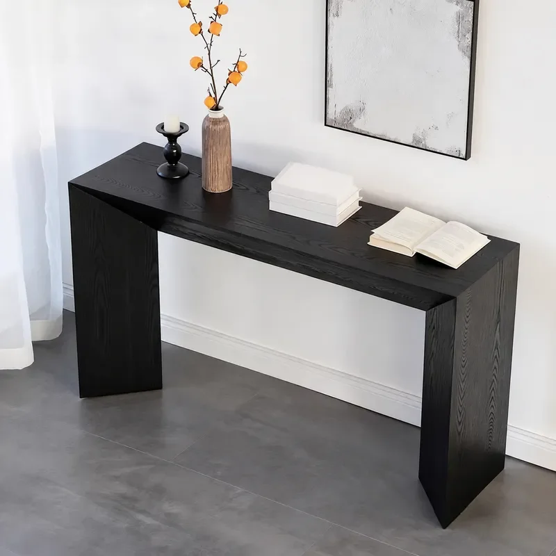 Narrow Italian Porch Table Against Wall Entryway End View Table Modern Simple Household Black White Fireplace Cabinet High