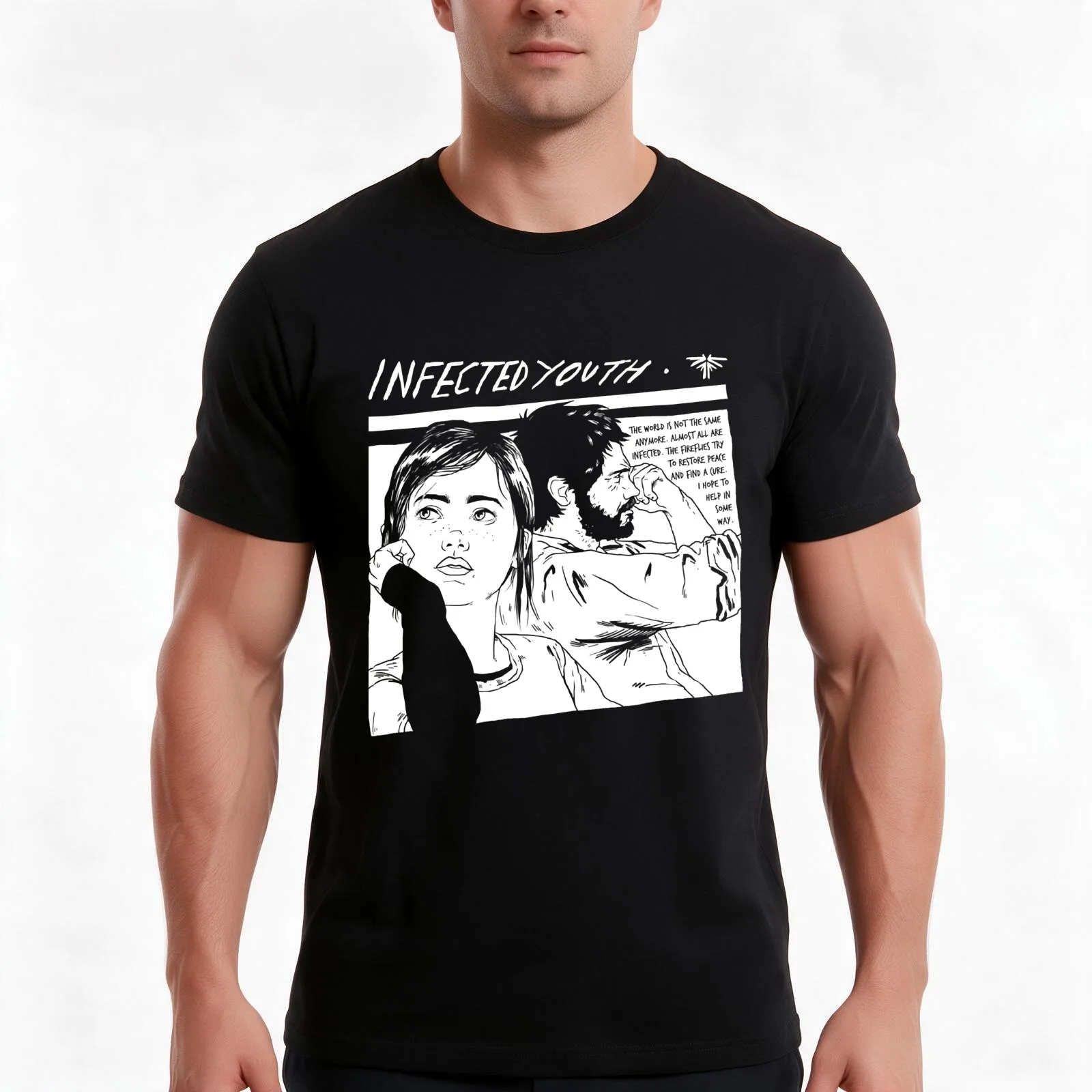 Infected Youth T-Shirt Summer Casual Cotton Tee Oversized Streetwear Tops Vintage Graphic Print Loose Fit Short Sleeve