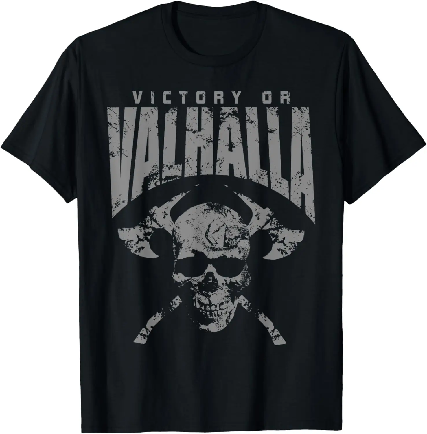 Victory or Valhalla Nirdic Warrior Skull T-Shirt 100% Cotton O-Neck Short Sleeve Summer Casual Mens T-shirt Streetwear