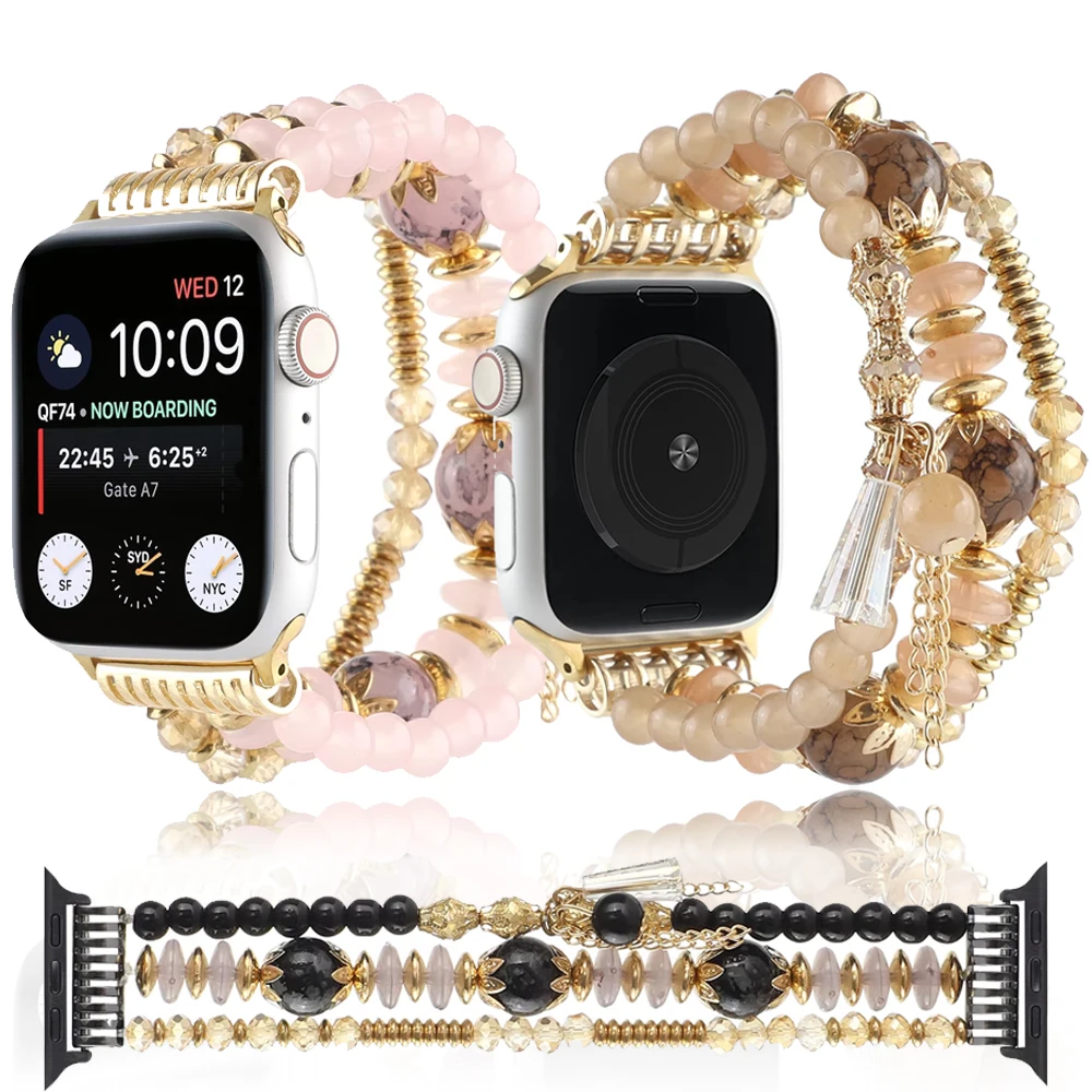 Beaded strap for Apple watch Ultra 2 49mm 10 46mm 42mm 9 8 7 45mm 41mm exquisite ladies bracelet for iwatch 6 5 4 3 SE 44mm 40mm