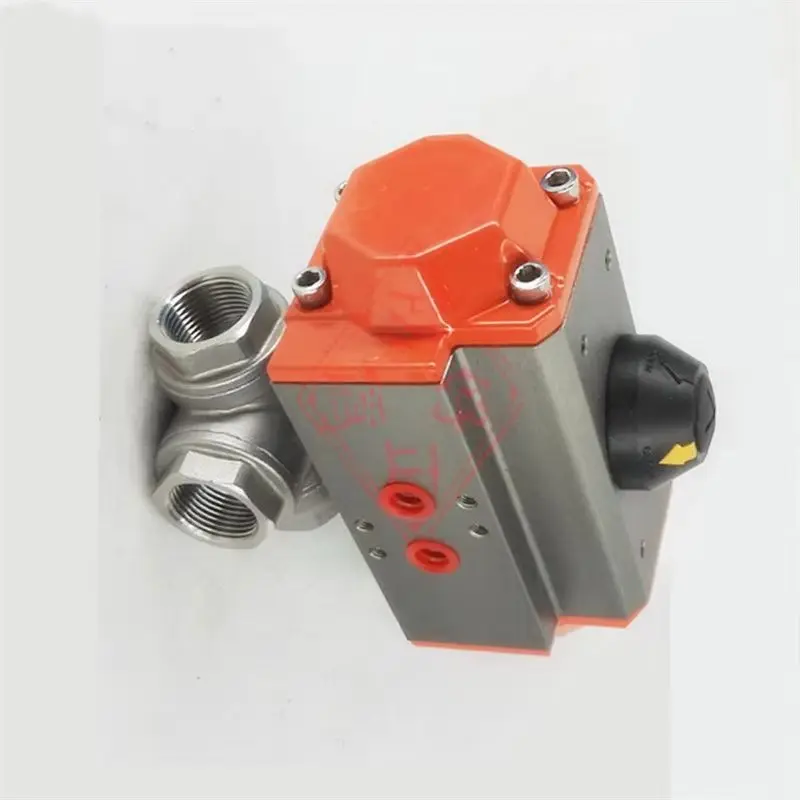 

1-1/2 "NPT DN40, нержавеющая сталь 304, трехходовой Т-образный порт, пневматический шаровой клапан, уплотнение из ПТФЭ, вода, воздух, масло