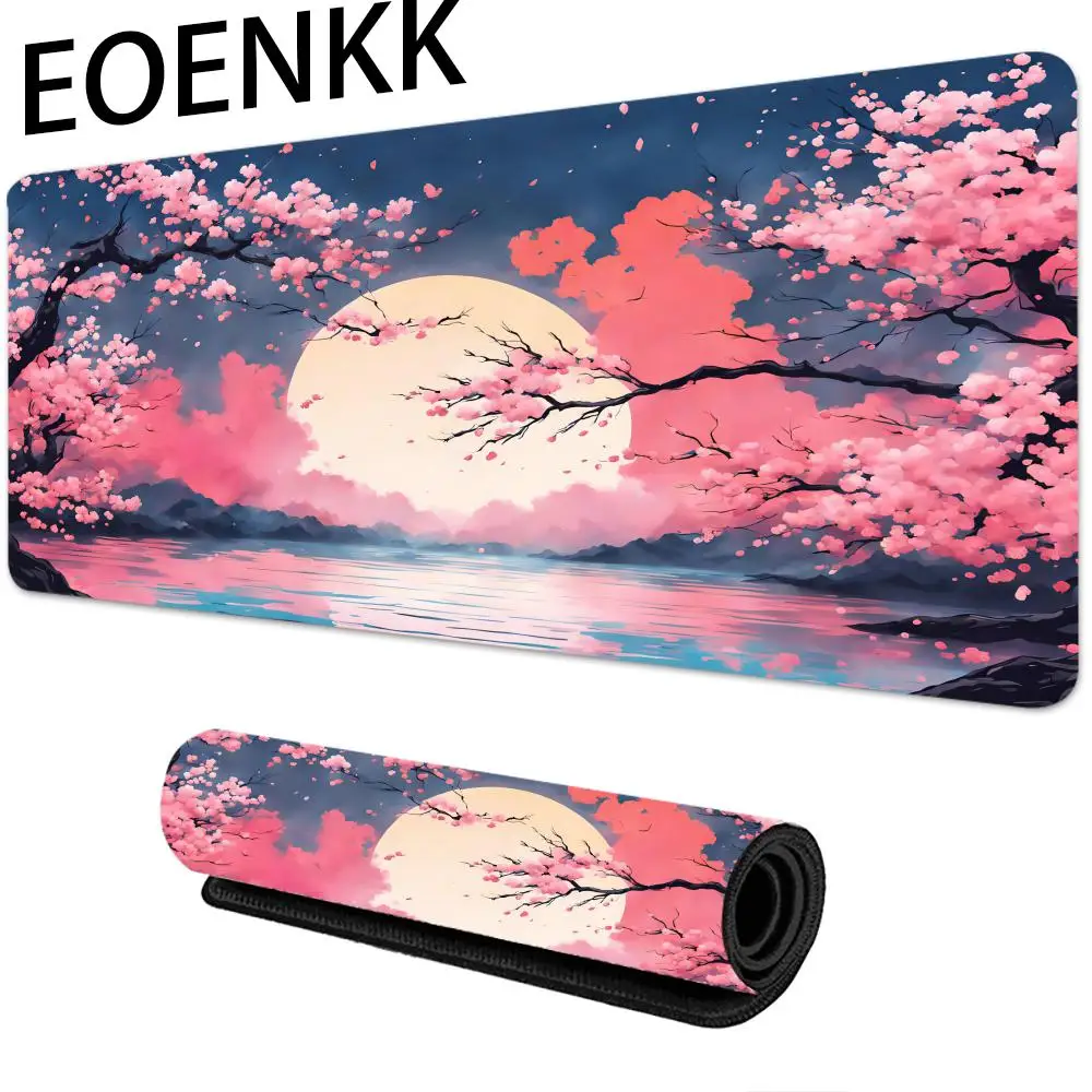 

Коврик для мыши с цветком вишни, большой коврик для компьютерной офисной игры, настольные коврики, резиновые противоскользящие коврики для игровой клавиатуры, длинные настольные коврики