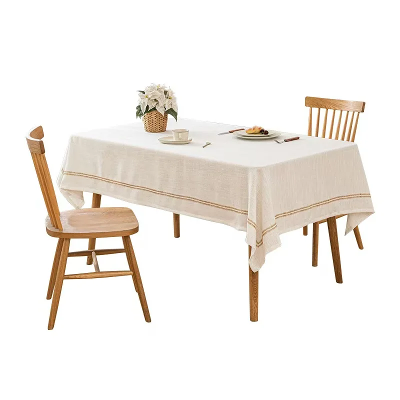 White Simple Tablecloth Linen Color Dining Tablecloth Coffee Table Mat Table Runner Cotton Linen-like Table Mat
