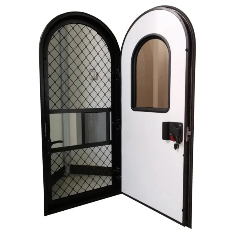 Tongfa شكل دائري حجم مخصص سبائك الألومنيوم الإطار متنقل Rv قافلة الباب للتخييم