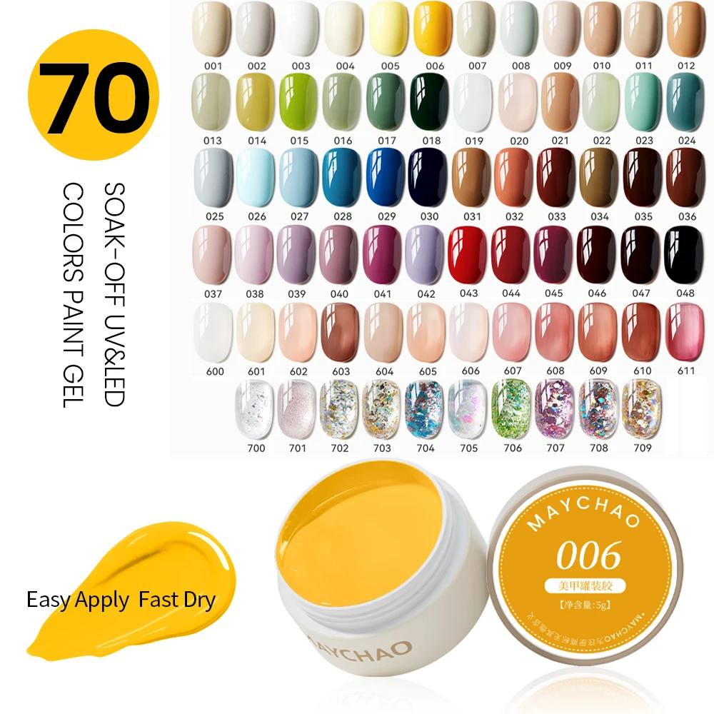 MAYCHAO Painting Gel 70 colors 5G Professional Nail Paint Color Gel Polish For Nail Art UV Gel Lacquer Gel Top Coat Manicure