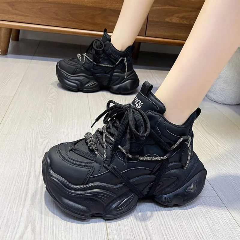 

Новая брендовая женская обувь, женская вулканизированная обувь, уличные дышащие женские кроссовки, однотонные женские повседневные кроссовки на платформе со шнуровкой